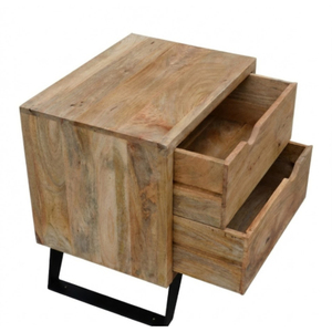 Mesa de Noche o Mesa de Centro de Madera Maciza de Mango de Última Tendencia con Patas Metálicas, Apilable, Muebles de Sala de Estar de Exportación de la India - Product Image 2