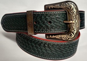 Ceintures en cuir sculptées à la main avec perles et boucle en cuivre, style décontracté, toutes tailles - Product Image 2