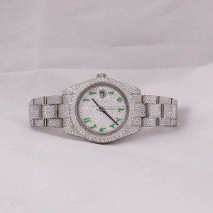 Harmonic Jewels Luxury Unisex Stainless Steel Quartz <b>Watch</b> Dial Analog Date Display Sapphire Crystal <b>Diamond</b> Encrusted 20mm 41mm - Product Image 1