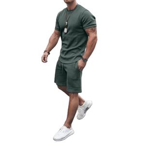 Summer <b>Men's</b> <b>Shorts</b> T-shirt Two-piece Suit <b>Men's</b> Fashionable Loose Solid O- Neck <b>Short</b> Sleeved T-shirt <b>Shorts</b> Sports Casual Set - Product Image 1