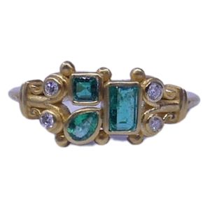 Gemvanity R987 Anillo Unisex de Boda Chapado en Oro de 14K con Esmeralda de Corte Brillante y Diamantes, Diseño Clásico Cristiano de Lujo con Engaste de Canal - Product Image 5