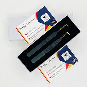 Pince à épiler professionnelle pour extensions de cils volume russe, finition noire mate, précision, acier inoxydable durable, outil de beauté - Product Image 4