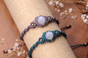 Handcrafted Macrame Beaded <b>Bracelet</b> White Stone Black Cord <b>Adjustable</b> Minimalist Boho Jewelry for Women Men Gift - Product Image 6