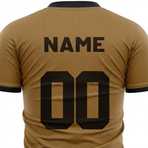 Ensemble de maillots de football personnalisés pour hommes, imprimé or et noir, sublimé, évacuation de l'humidité, 100% polyester, manches courtes, col rond - Product Image 6