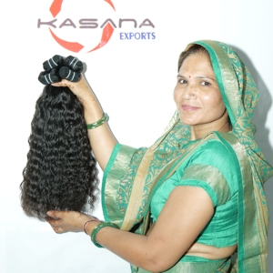 Extensiones de cabello humano de onda profunda de doble trama, máquina de fabricación mayorista sin procesar alineada con cutícula de color natural indio - Product Image 1