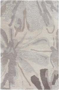 Tapis en laine tufté à la main gris et blanc moderne à motifs floraux, tapis en laine douce de designer personnalisé pour la décoration intérieure, adapté aux animaux domestiques et aux pique-niques - Product Image 4