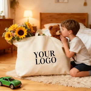 Machine washable everyday large carry <b>bag</b> made of 100% cotton with custom design for <b>storage</b>, marketing & travel - Product Image 1