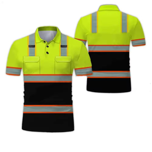 Men's High Visibility Knitted Print Short Sleeve Safety for <b>Shirts</b>-Protective Workwear with Anti-Wrinkle Feature - Product Image 5