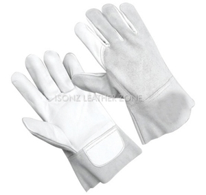 Guantes de seguridad de cuero blancos para soldadura TIG, protección para las manos, guantes de soldadura con palma reforzada, guantes de soldador TIG de cuero - Product Image 1