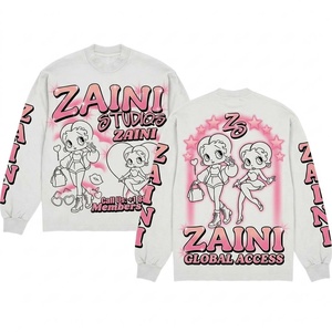 <b>Men</b> ZAINI Premium 100% Cotton Fleece <b>Sweatshirt</b> 360 Grams <b>White</b> Crewneck Solid Long Sleeve Casual Streetwear Autumn Eco-Friendly - Product Image 1
