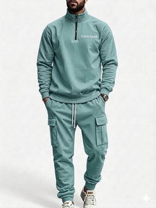 Ensemble de survêtement pour homme de haute qualité, personnalisé, en molleton de coton lourd, avec logo brodé, couleur unie, streetwear d'hiver, prix abordable - Product Image 4