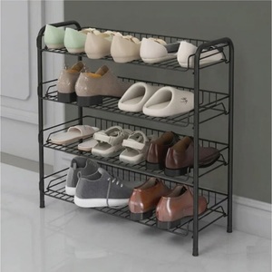 Classic Design <b>Metal</b> Wire <b>Grid</b> Shoe Rack Organizer Free Standing Entryway Closet Storage Shelf White Finish Holds Shoes Stand - Product Image 4