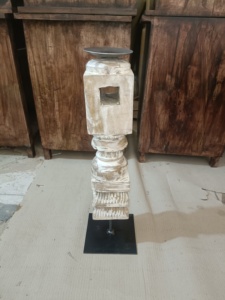 Portavelas de Madera Dorada Antigua Tallada a Mano de Tamaño Mediano con Base de Metal para Decoración del Hogar, Navidad, Personalizado - Product Image 6