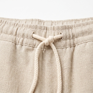 Shorts d'été pour hommes aspect lin respirant avec cordon de serrage, décontractés et légers, vente en gros OEM ODM, marque privée, faible MOQ - Product Image 5