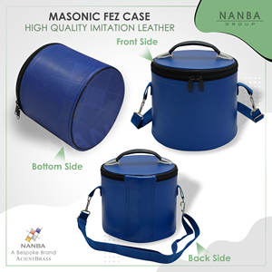 Estuche de Lujo para Gorra Masónica Bordada a Máquina, Caja de Almacenamiento y Exhibición de Imitación de Cuero, Cierre de Cremallera Azul, Ecológico - Product Image 5