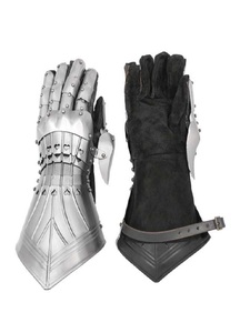 Guantes de Acero Premium con Acabado Antiguo Náutico Plateado/Dorado, Accesorios de Metal Pulido para Disfraces, Teatro y Decoración del Hogar - Product Image 1