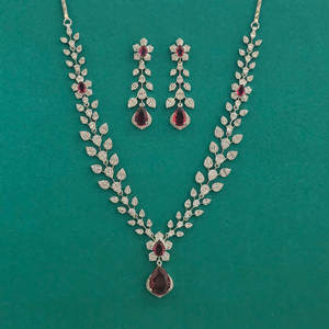 Artificial Jewellery Exporter in India American Diamond Classic Necklace With Rhodium Plating 444027 - Product Image 6