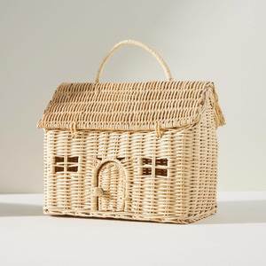 Panier en rotin pour enfants, forme maison, vente chaude, paniers naturels pour tout-petits, accessoires de pique-nique et de plage - Product Image 4