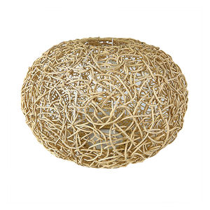 Abat-jour sphérique en rotin blanc tressé, best-seller - Product Image 1
