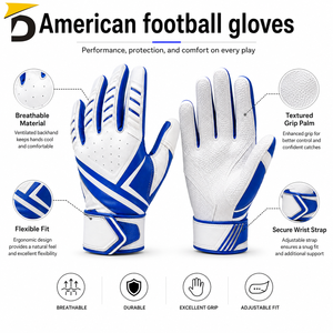 Gants de football américain conçus pour les joueurs recherchant une adhérence fiable, des mouvements flexibles et un confort optimal tout au long du match. - Product Image 6
