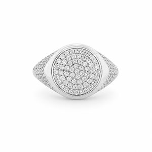 925 Sterling <b>Silver</b> Round Micro Pave Cubic Zirconia Signet <b>Ring</b> for <b>Men</b> Wedding Party Gift High Polish Finish - Product Image 2