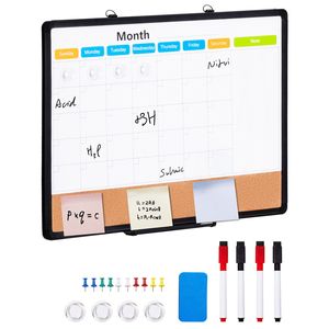 Tableau blanc calendrier mensuel 24''x 18'' avec tableau en liège et cadre en aluminium 2-en-1, tableau d'affichage magnétique effaçable à sec pour usage décoratif - Product Image 3