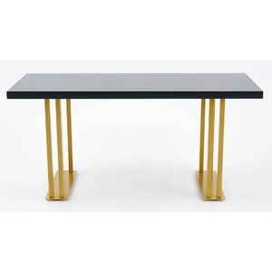 Mesa de Comedor Rectangular Moderna con Patas de Metal Dorado y Cubierta de Vidrio Templado para 6 Personas, Muebles para el Hogar - Product Image 2