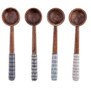 Cuillères en bois de manguier imprimées, design moderne noir, à prix bas, accessoires décoratifs pour la table, en promotion. - Product Image 4