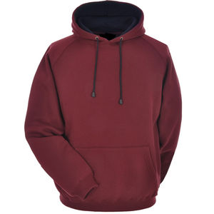 Sudadera con Capucha Personalizada para Hombre, de Felpa Gruesa, Lisa, Negra con Detalles en Rojo, Sudadera con Capucha y Cuello Redondo, Venta al por Mayor, Unisex, Mezcla de Algodón y Poliéster - Product Image 4
