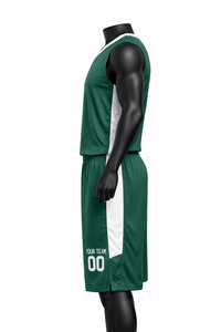 Ensemble de maillot et short de basket-ball personnalisés Vert foncé Uniforme d'équipe sublimé Respirant Séchage rapide Vêtements de sport - Product Image 3
