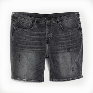 Shorts en jean décontractés pour hommes, teinture color block personnalisée, été, 100% coton, multi-poches, coupe ajustée, écologiques, respirants - Product Image 1