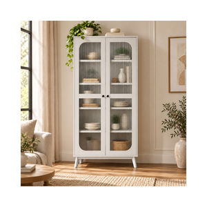 EVEREST Collection Modern Wooden Living Room <b>Cabinet</b> 2 <b>Doors</b> Glass Display Cupboard Custom Size And Color - Product Image 1