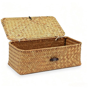 Offre compétitive : boîtes rustiques en jonc de mer, plusieurs tailles, boîte à bijoux de qualité supérieure, décoration pour table ou étagère à la maison - Product Image 3