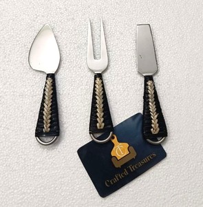 High Demand <b>Cheese</b> <b>Set</b> Of 3 Pcs Modern Luxury Durable Gold Plated Stainless Steel With Marble Handle Tableware Dinnerware - Product Image 5