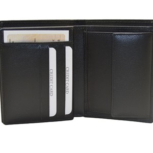 <b>Men's</b> Genuine Leather Bifold <b>Wallet</b> Slim Fold Closure <b>Black</b> Minimalist Design Daily Use RFID Feature Cute Card Holder Coin - Product Image 6
