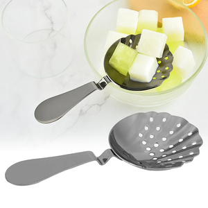 Cuchara Coladora de Hielo Ecológica de Acero Inoxidable Plateado con Forma de Concha, Mango Corto, para Hogar, Hotel, Bar, Herramienta Premium para Bartender - Product Image 1