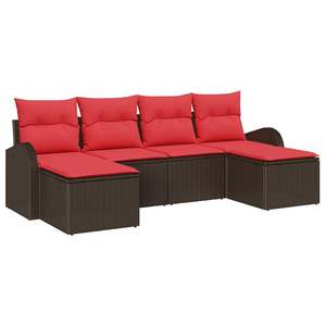 Brown Synthetic Poly <b>Rattan</b> Garden <b>Sofa</b> Set With Cushions Outdoor Furniture Contemporary Design - Product Image 4