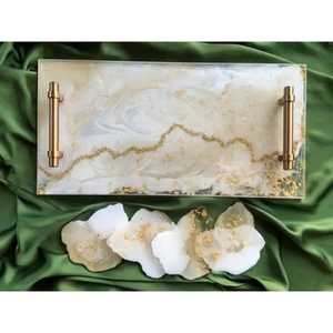 Luxury <b>Clear</b> <b>Resin</b> Trinket Tray with Floating Gold Foil Flakes Oval Jewelry Organizer Plate Minimalist Vanity Display Dish - Product Image 5