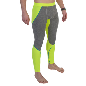 Leggings de compresión de cintura alta para hombre, de largo completo, con bloques de color, elásticos en cuatro direcciones, pantalones de yoga con cintura elástica y costuras en contraste. - Product Image 4