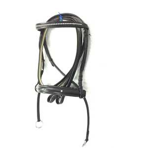 Bridon de cheval en cuir fantaisie |   Harnais équestre en cuir véritable, rembourré, ajustable, forme anatomique |   Vente en gros Exportation Inde - Product Image 1