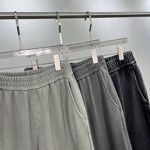 Pantalones de chándal holgados de algodón ligero para hombre, con paneles y cordón, lavado ácido, estilo casual oversize - Product Image 2