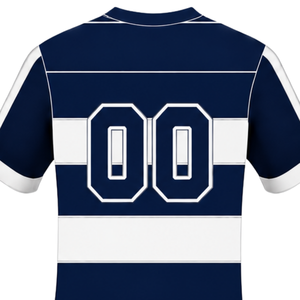 Camiseta de Rugby Azul Marino y Blanca de Manga Corta con Cuello Redondo y Rayas, Ropa Deportiva para Entrenamiento, Partido y Equipo - Product Image 4