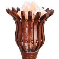 Himalayan Pink Salt Wooden Basket Lamp Natural <b>Crystal</b> Salt Chunks Night Light for Bedroom Home Decoration - Product Image 2