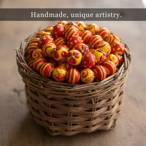 EXCEL EXPORTS Perles de verre artisanales enfilées, 8 pouces de long |   Taille des perles 16×18mm Rondes |   Perles décoratives pour travaux manuels DIY - Product Image 4