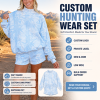 Ensemble décontracté deux pièces pour femme : sweat-shirt à col montant et short tie-dye camouflage bleu – Tenue de détente et streetwear d'été