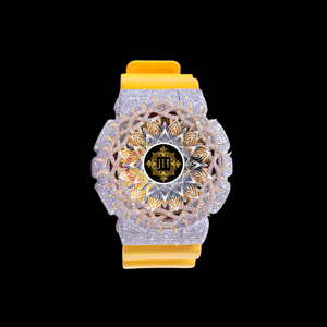 Reloj Deportivo de Lujo Justhira Unisex con Moissanita VVS Personalizada, Resistente al Agua 3BAR, Correa de Cuero Amarilla, Precio de Fábrica - Product Image 1