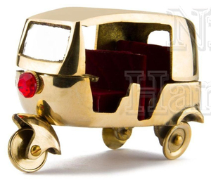 Laiton Auto Rickshaw Or Joyau Décoration 40 Inde Artificielle Poli 100% Eco-amical Nirmala Artisanat 4'' - Product Image 3