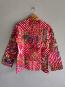 Women's Quilted <b>Patchwork</b> <b>Jacket</b> Mandarin Collar Full Sleeves Cotton Eco-Friendly Breathable Autumn Style Regular Length Covered - Product Image 6