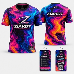 ZIAKOT industry Nouveau design T-shirt de performance pour homme, motif 3D personnalisé, abstrait, coloré, psychédélique, art fluide - Product Image 1