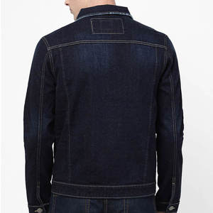 Veste en jean slim fit bleu foncé de haute qualité pour homme, style vintage décontracté, veste en jean indigo classique, veste de camionneur en coton - Product Image 4